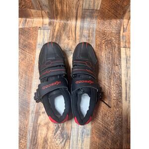 NWOT Kescoo Cycling Shoes w/ Cleats – Size 39 EU – Black/Red SPD Compatible